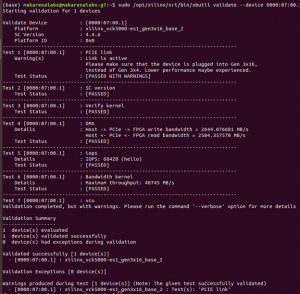 xbutil validate for VCK5000